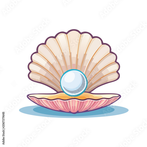 Oyster shell with a pearl inside