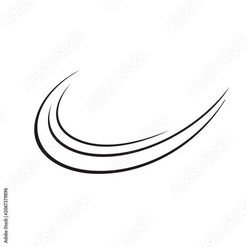 Abstract black swoosh graphic element on transparent background