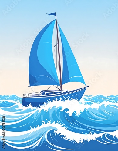 Sailing vessel on rough water