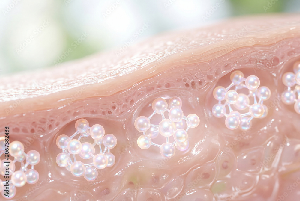 Fototapeta premium Microscopic view of molecular clusters in skin tissue