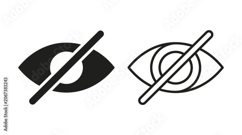 Eye Slash Icon Black And White Line Art Silhouette