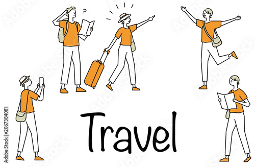 Obraz na plátně 旅行する人たちのイラストセット