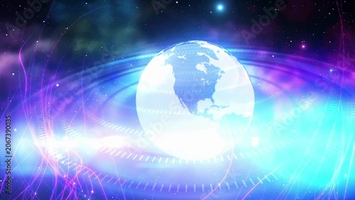 Glowing earth digital globe Suitable for spacethemed designs, science projects, educational materials, and digital backgrounds with a cosmic flair to enhance visuals.
