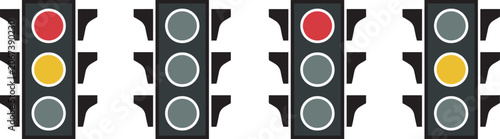 Фотография Traffic light icon set featuring red, yellow and green signals in multiple variations, simple flat stoplight symbols for transportation, road safety, driving and traffic control designs