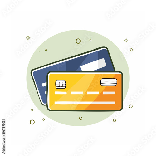 Two credit cards with flat design style