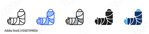Fotografie Broken Arm Icon Collection With Multiple Styles
