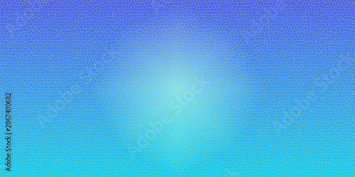 Abstract blue gradient stained glass mosaic texture background with central glow