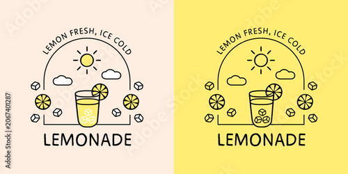Bright summer lemonade logo. Hand-drawn.