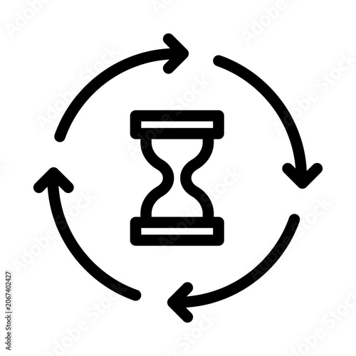 Photos Ongoing business process duration icon with hourglass and arrows