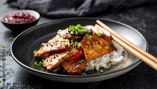 Savory stir-fried pork over rice