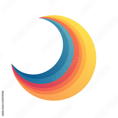 Abstract crescent shape with colorful layers