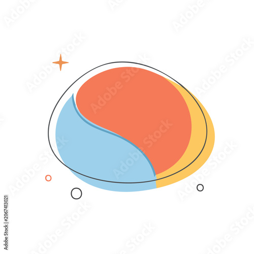 Abstract organic shape with orange and blue colors