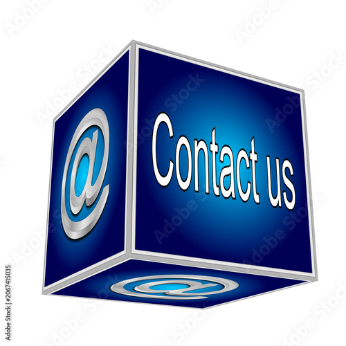 Cube with contact us - 3D illustration