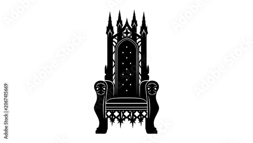 Bild auf Leinwand Gothic Throne: A majestic and imposing throne, rendered in a striking silhouette, evokes a sense of power and regal authority, perfect for fantasy or historical themes
