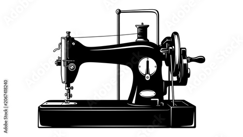 Valokuva Vintage Sewing Machine: An antique sewing machine, a relic of craftsmanship, stands as a testament to a bygone era of textile creation and handiwork