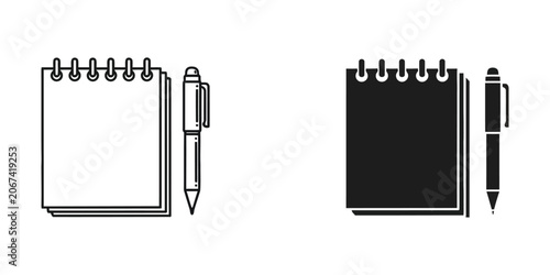 Spiral Notebook and Pen on White Background with Copy Space for Business Concepts