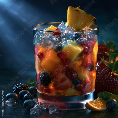 fruit coctail in glass
