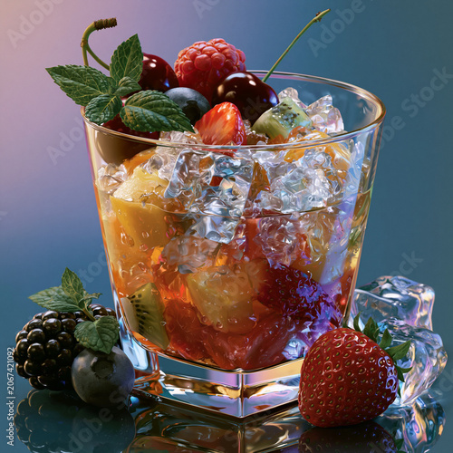fruit coctail in glass