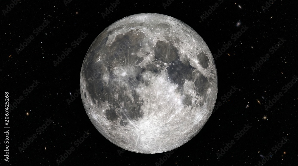 Obraz premium A detailed view of the full moon shining brightly in the dark night sky.
