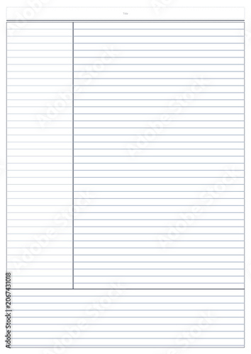 Schilderij op canvas blank-cornell-2, Blank lined notebook paper with sections for notes and tasks