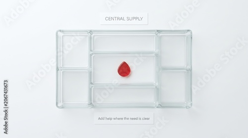 Single Red Blood Drop in Central Supply for Blood Donation
