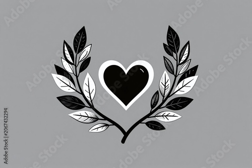A black and white photo of a heart with a cross on it