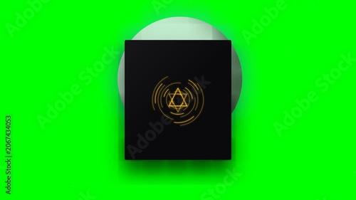 Mystical Star Symbol on Black Book, Sacred Geometry, Ancient Knowledge, Green Screen Background