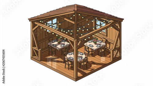 cozy wooden outdoor dining area with string lights rustic decor inviting evening setting