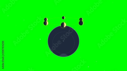 Abstract Sci-Fi Planet with Orbiting Moons, Green Screen Background, Cosmic Space Scene