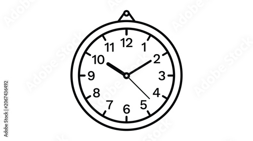 Circular wall clock with hands black silhouette
