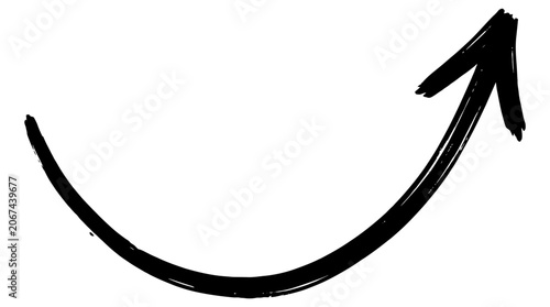 Foto A black curved arrow points upwards on a white background.