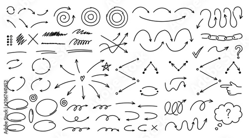 Tableau sur toile Various abstract shapes and symbols are illustrated on a white background