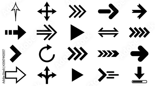 Various black arrows and pointers are displayed on a white background.