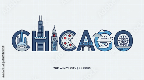 This elegant flat design illustration features the word 
