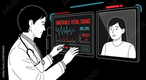 Medical Professional Carefully Assesses Patient's Condition Utilizing Advanced Vital Sign Technology