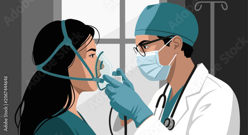 Medical Professional Carefully Attending a Patient's Urgent Respiratory Condition