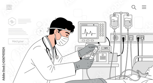 Medical Professional Checking Patient Vital Signs And Monitoring Patient's Condition Closely