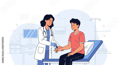 Medical Professional Checking Patient Vital Signs During A Routine Consultation Illustration