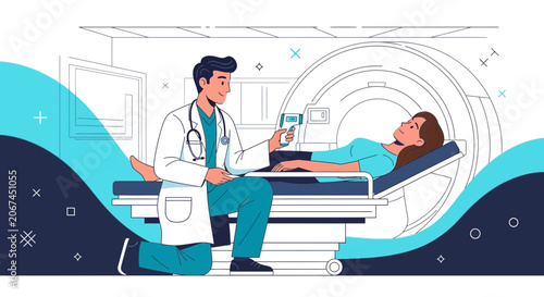 Medical Professional Checking Patient Vital Signs During Advanced Diagnostic Imaging Procedure