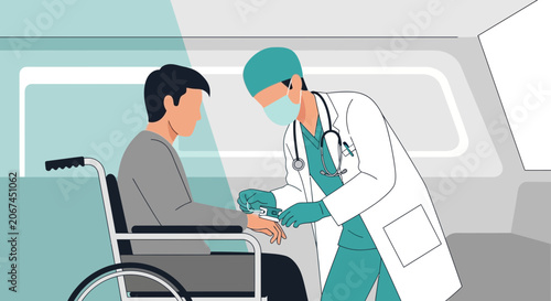 Medical Professional Checking Patient Vital Signs in a Healthcare Setting Illustration