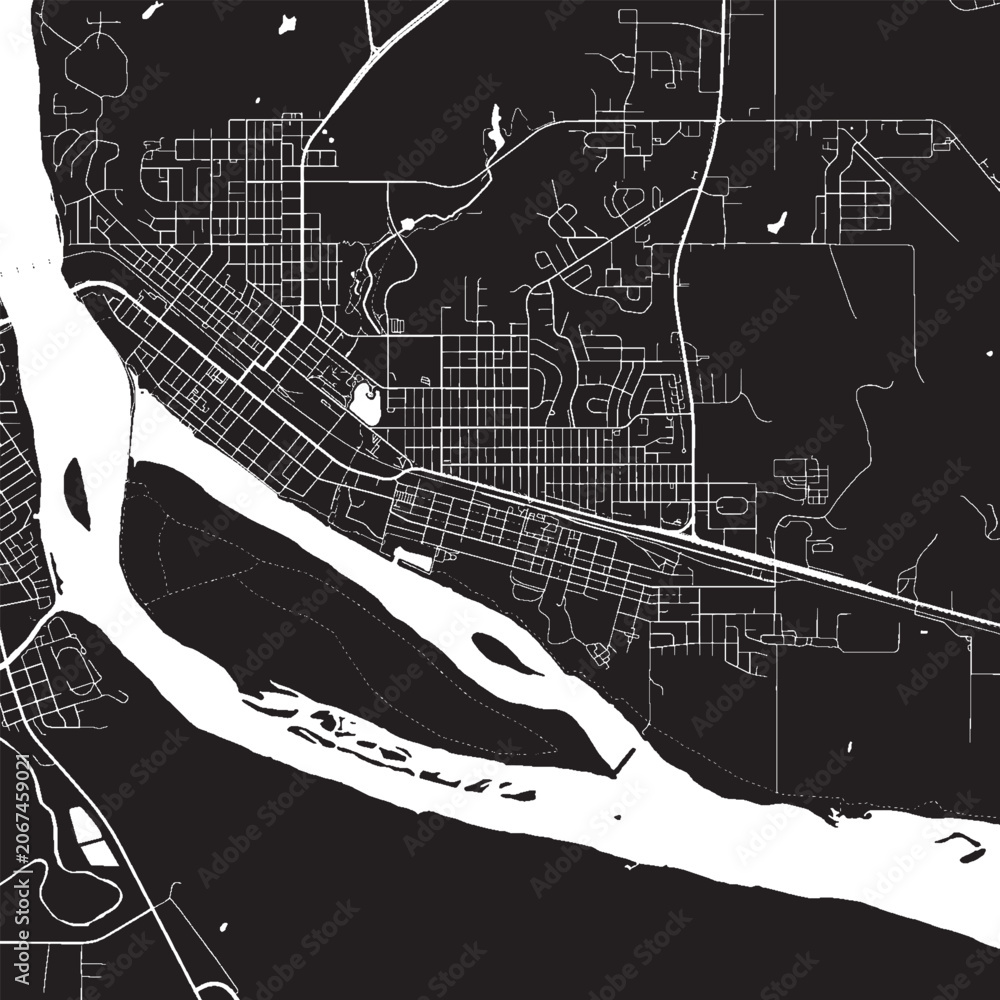 Obraz premium Pierre South Dakota Vector Map, Detailed Capital City Street Map Black and White Minimalist Line Art