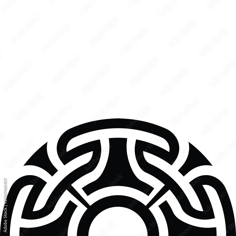 Fototapeta premium Celtic S-Chain Knot Half Circle Ornament, Tribal Scroll Dome Divider Vector