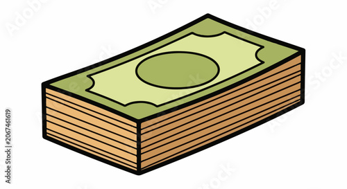 A stack of green and brown bills