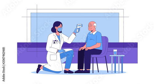 Medical Professional Checking Temperature of Patient, Healthcare Screening, Disease Prevention
