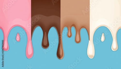 Dripping Chocolate, Vanilla and Strawberry Icing