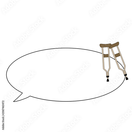 crutch speech bubble illustration 松葉杖　吹き出し　イラスト