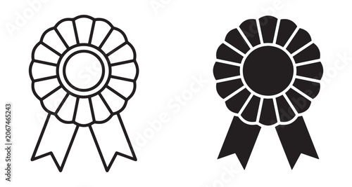 Fotografie Black and white rosette award ribbons Vector, illustration