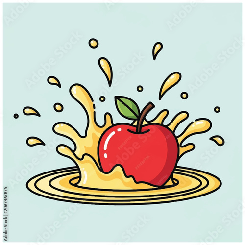 Juicy Red Apple with Liquid Splash.