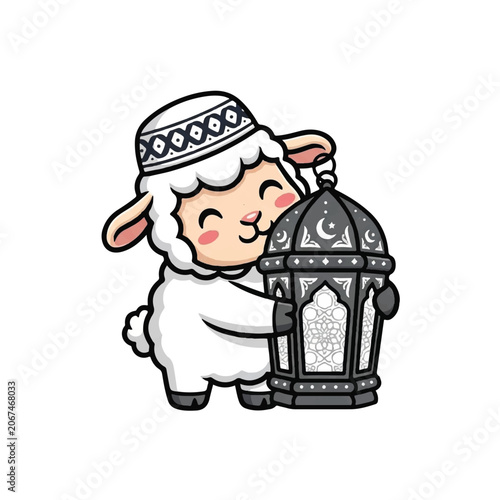 Sheep wearing a traditional headscarf.