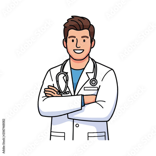 Smiling Doctor in White Coat